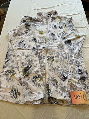 Sofibella 1X UPF 50 Featherweight Zip Jacket NWT White Grey Sun protection
